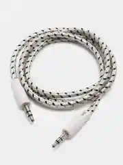 Белый кабель тканевый 3.5, Jack-3.5, Jack Aux