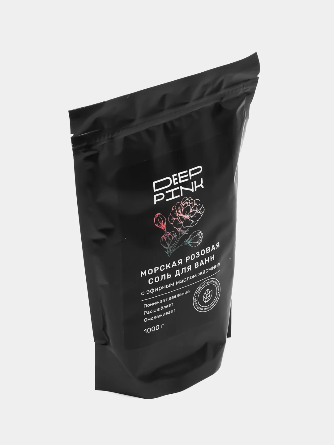 DEEP PINK морская крымская розовая соль для ванны, с эфирным маслом жасмина, 1000 г