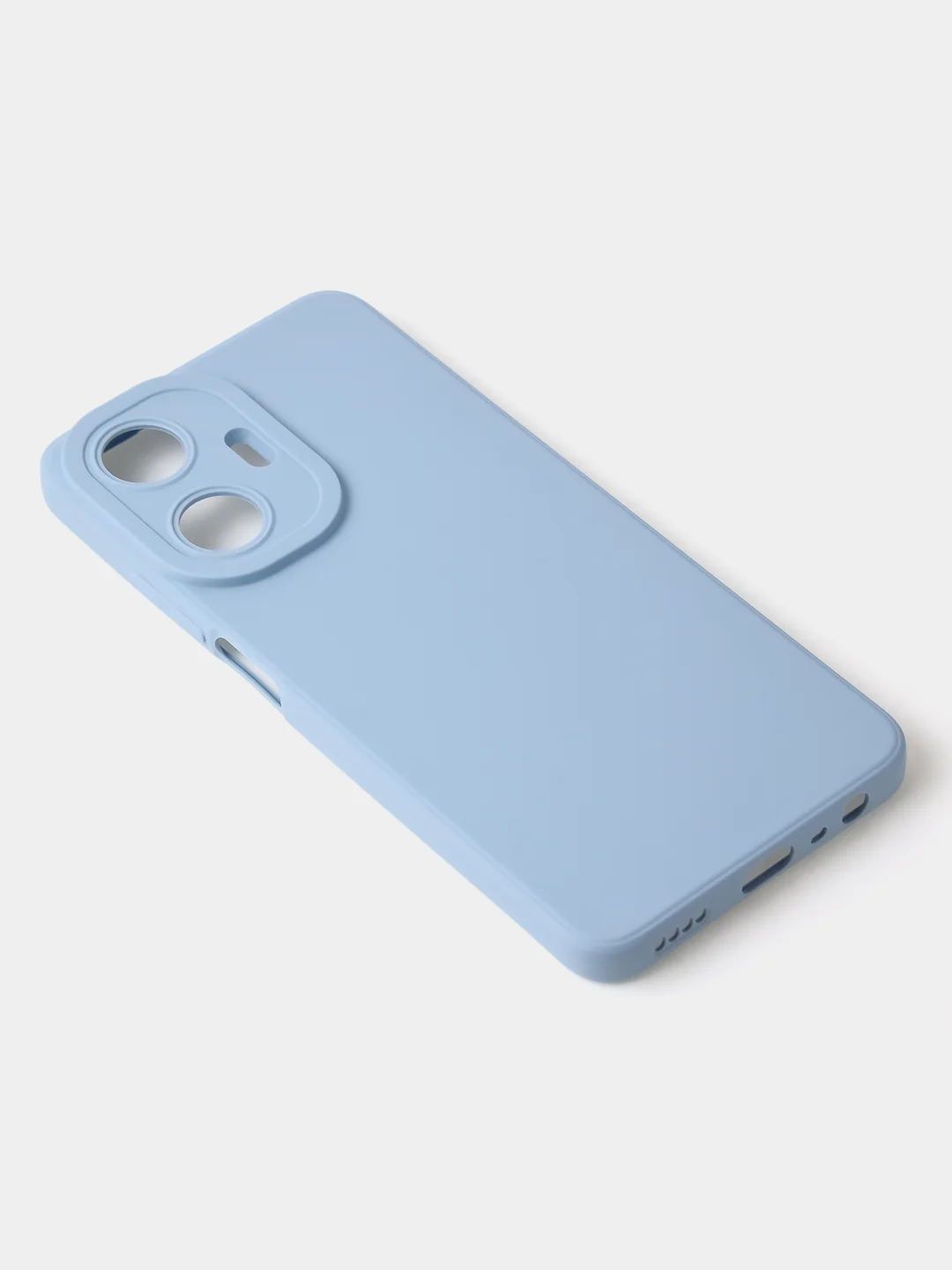 Голубой чехол для Realme C55 матовый, с дополнительной защитой камеры