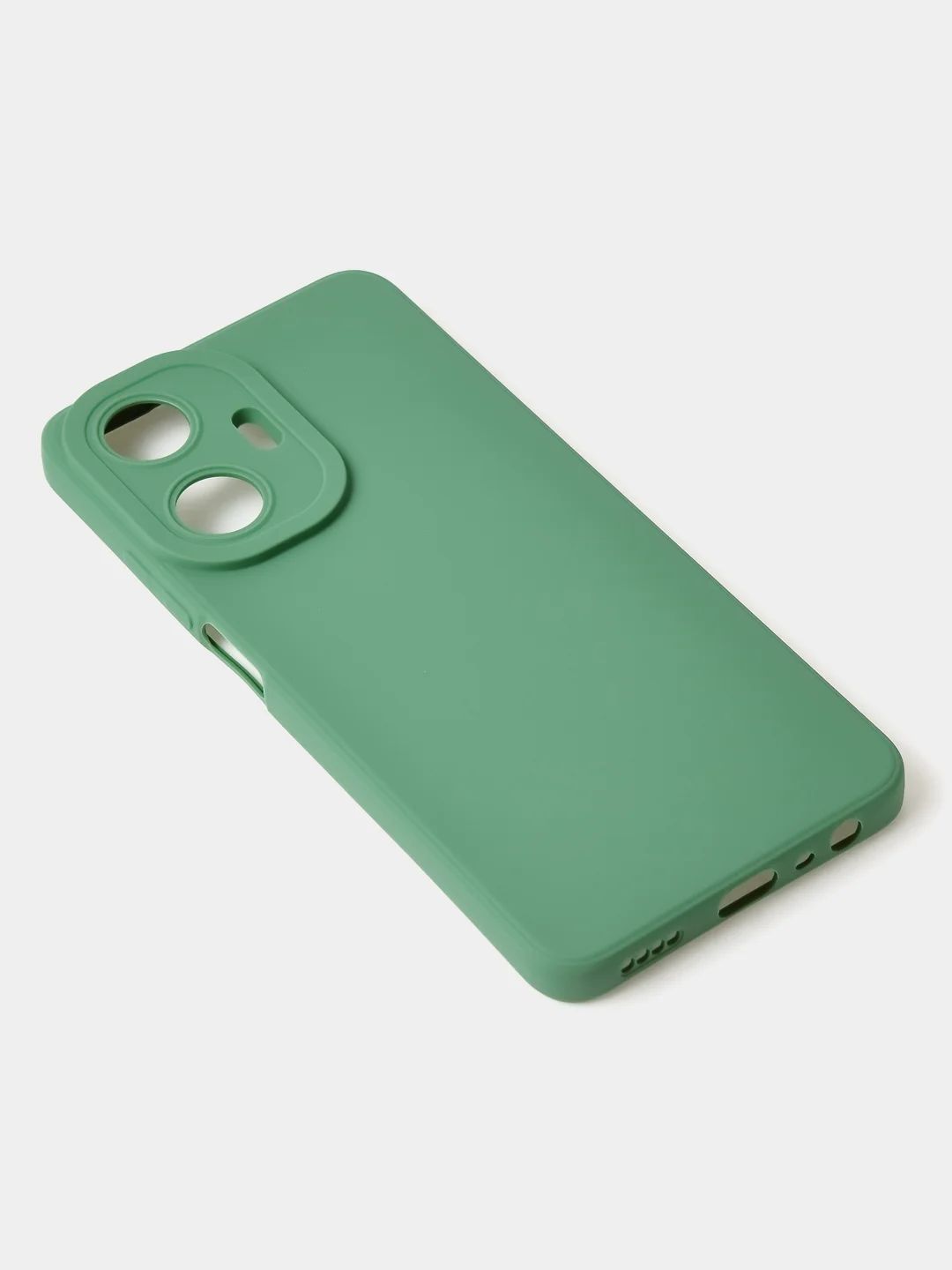 Зеленый чехол для Realme C55 матовый, с дополнительной защитой камеры