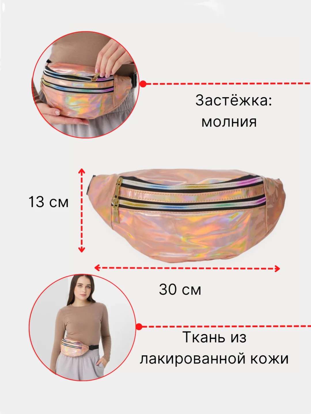 Синий сумка поясная через плечо глянцевая