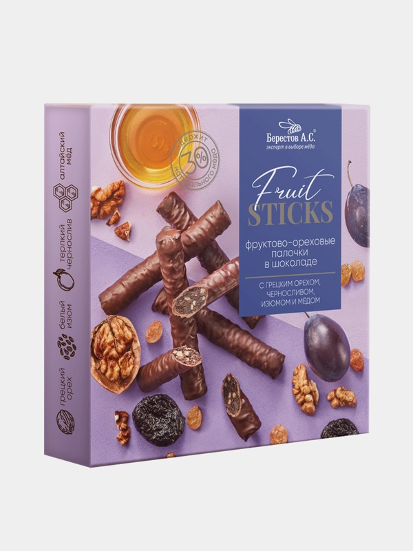 Фруктово-ореховые палочки в шоколаде Fruit Stiсks Берестов А.С, 175 г