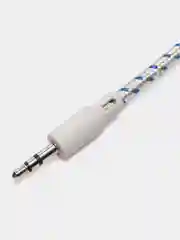Белый кабель тканевый 3.5, Jack-3.5, Jack Aux