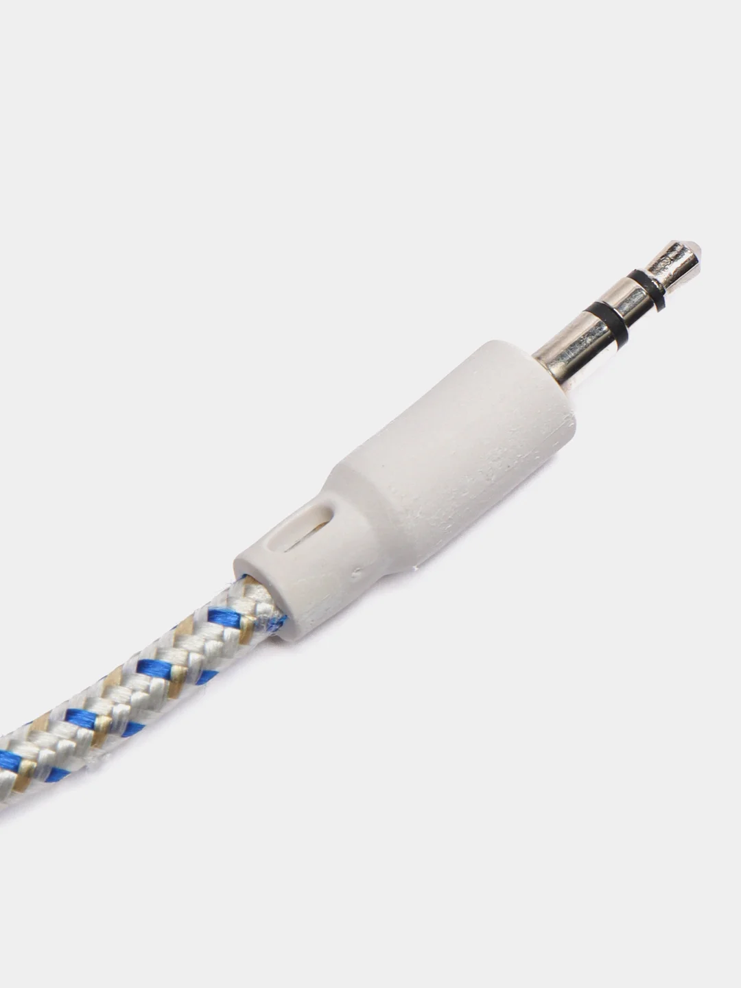 Белый кабель тканевый 3.5, Jack-3.5, Jack Aux