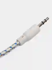 Белый кабель тканевый 3.5, Jack-3.5, Jack Aux