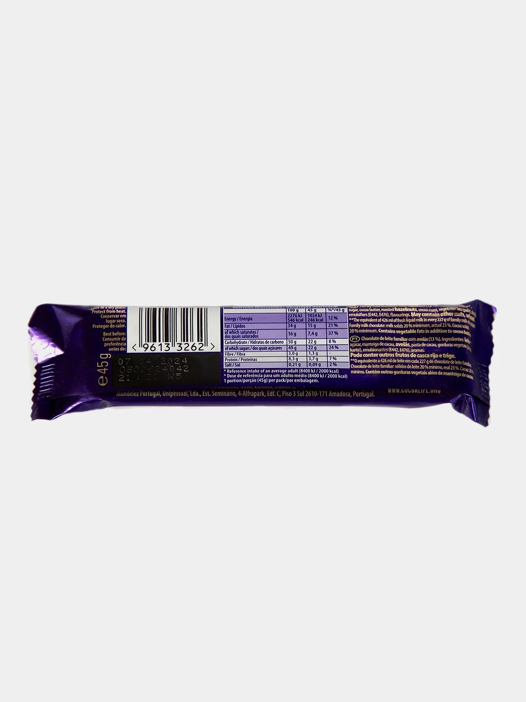 Шоколадный батончик Cadbury Dairy Milk, молочный шоколад с цельным фундуком, 2 шт по 45 г