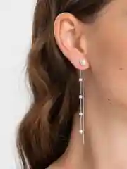 Серебряный серьги-подвески с жемчугом, серьги женские