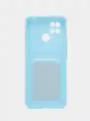 Голубой чехол для Xiaomi Redmi 10C / Poco C40, Сяоми Редми 10С силиконовый, с карманом для карты