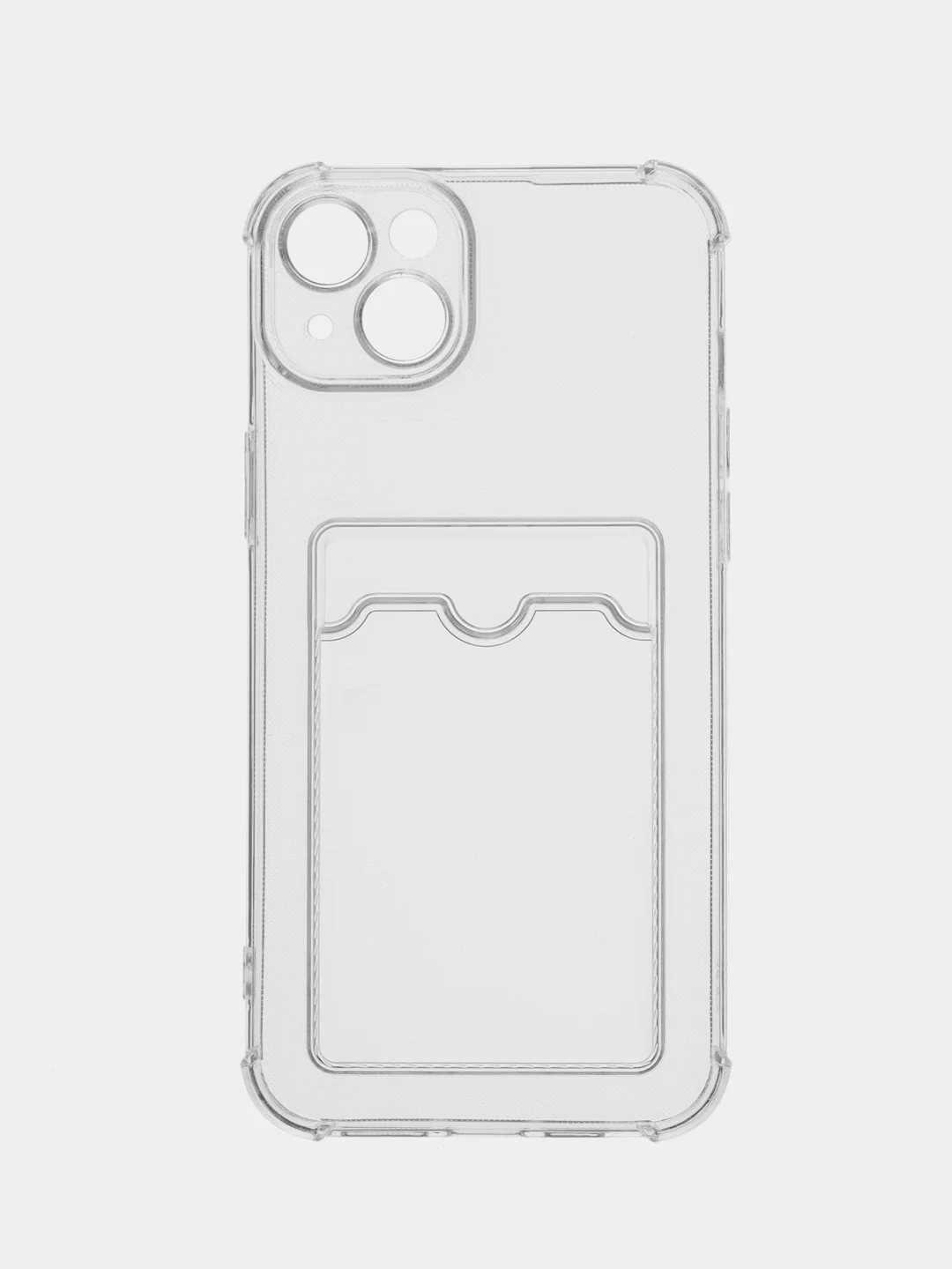 Прозрачный силиконовый чехол с отсеком, карманом для карты IPhone 7-13 Pro Max, прозрачный