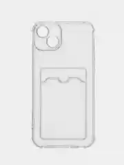 Прозрачный силиконовый чехол с отсеком, карманом для карты IPhone 7-13 Pro Max, прозрачный