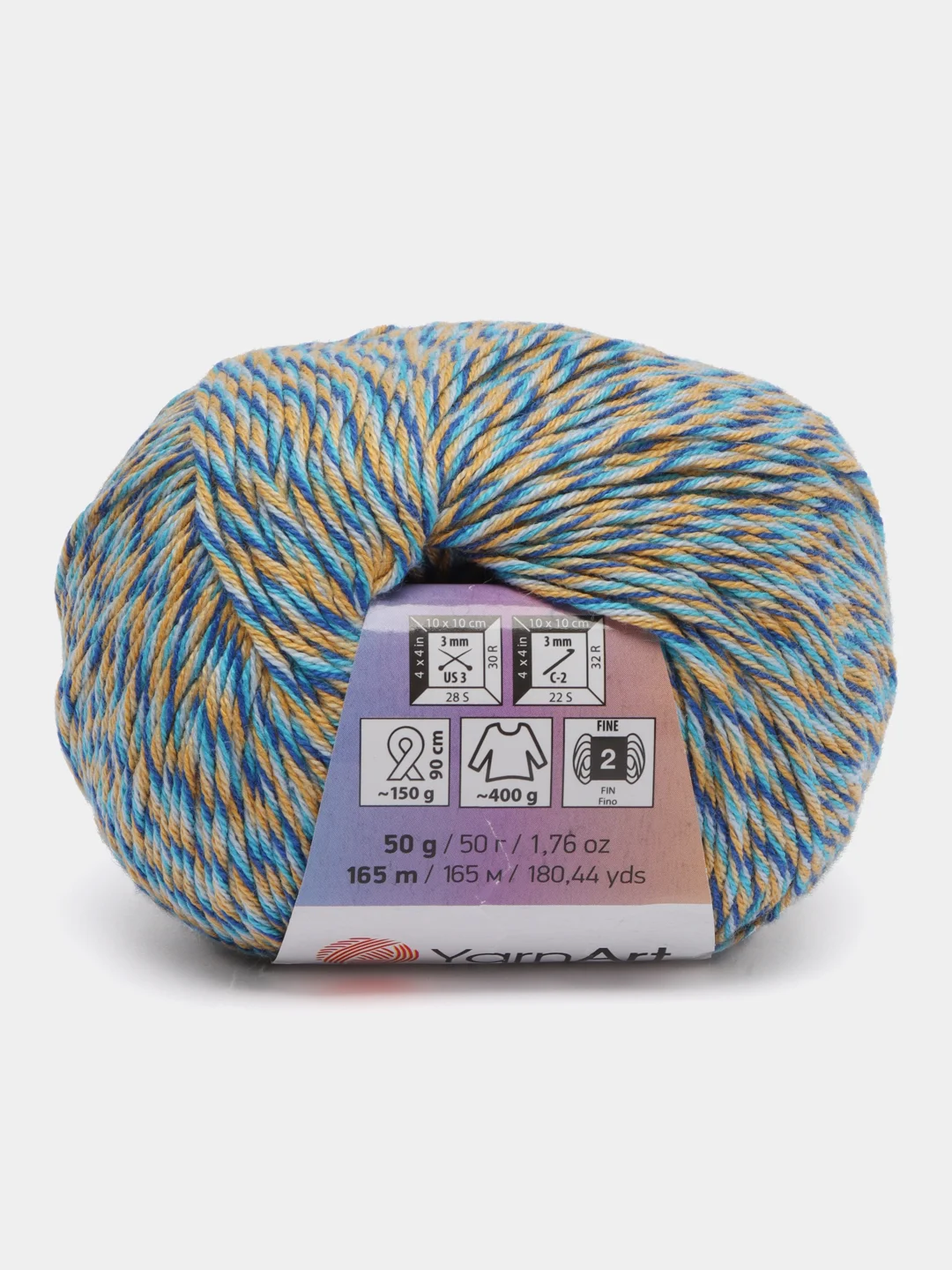 Голубой пряжа YarnArt Baby cotton multicolor, 50г/165м, 50% акрил, 50% хлопок