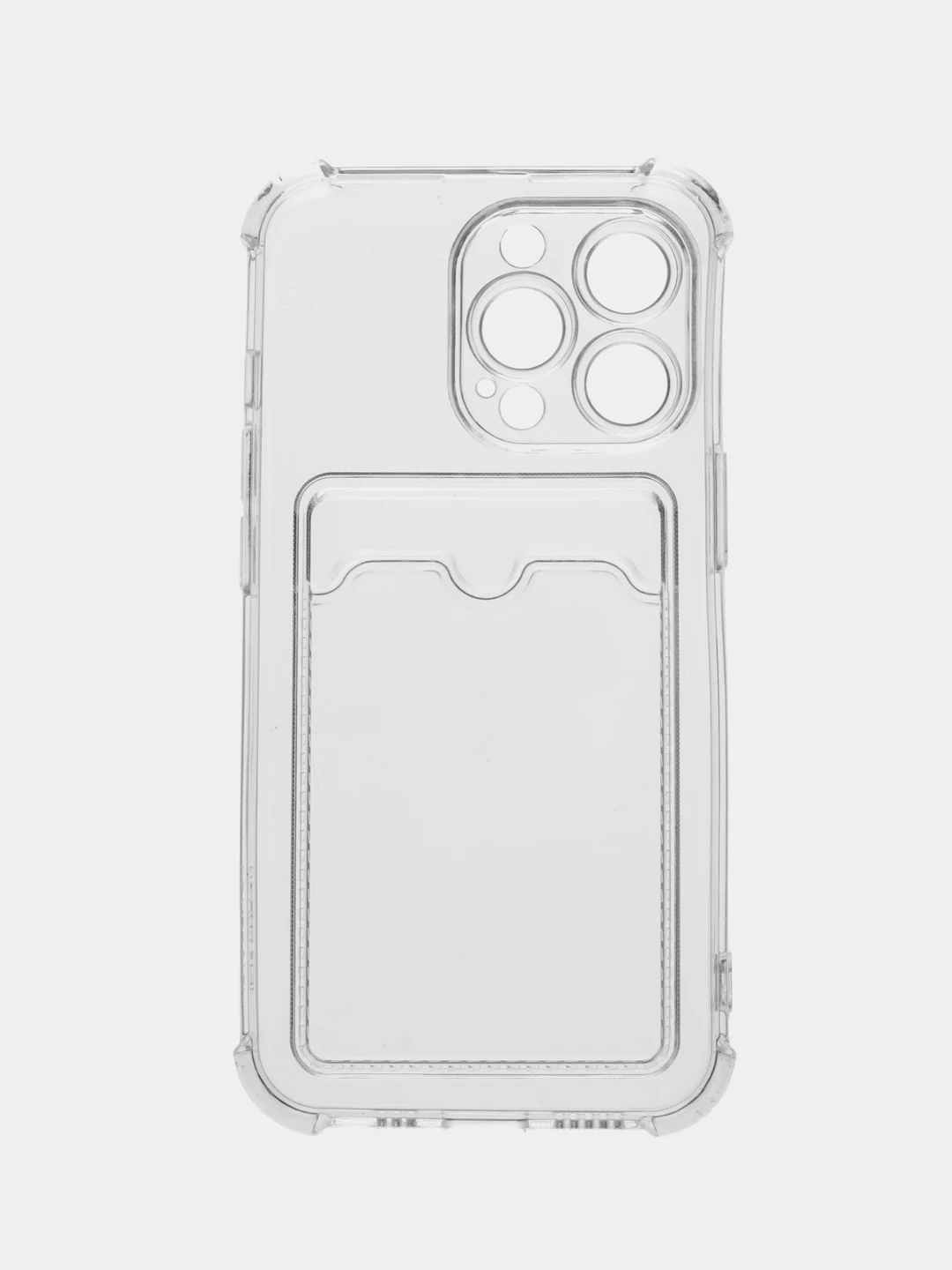 Прозрачный чехол для iPhone (Айфон) 11, 14, 13, Pro, Max, 12, XR, XS, 7, 8, Plus, с карманом для карт, прозрачный