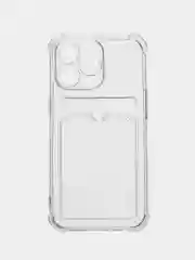 Прозрачный чехол для iPhone (Айфон) 11, 14, 13, Pro, Max, 12, XR, XS, 7, 8, Plus, с карманом для карт, прозрачный