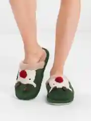 Зеленый новогодние тапочки, домашние, рождественские