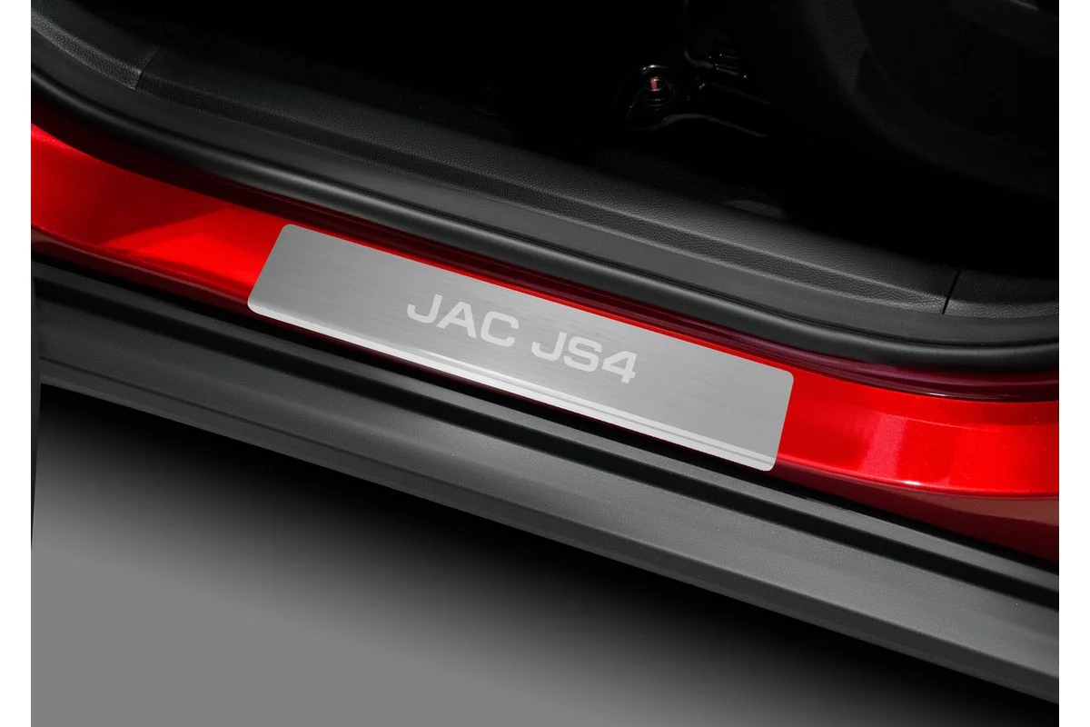 Накладки на пороги AutoMax для JAC JS4 2022-н.в., нерж. сталь, с надписью, 4 шт, AMJAJS401