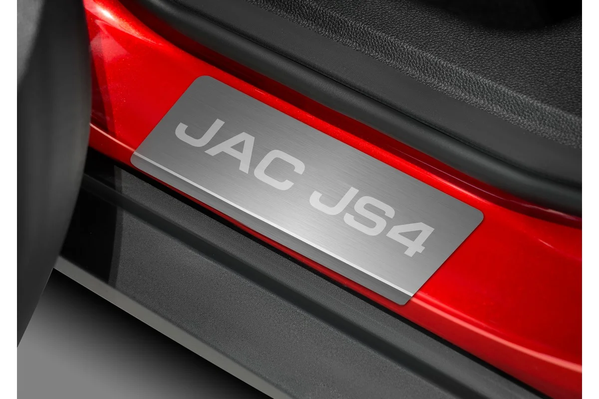 Накладки на пороги AutoMax для JAC JS4 2022-н.в., нерж. сталь, с надписью, 4 шт, AMJAJS401