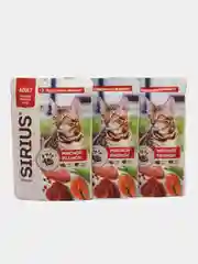 Влажный корм для кошек SIRIUS кусочки в соусе мясной рацион 85гр