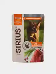 Влажный корм для стерилизованных кошек Sirius, кусочки в соусе, утка с клюквой, 85 гр