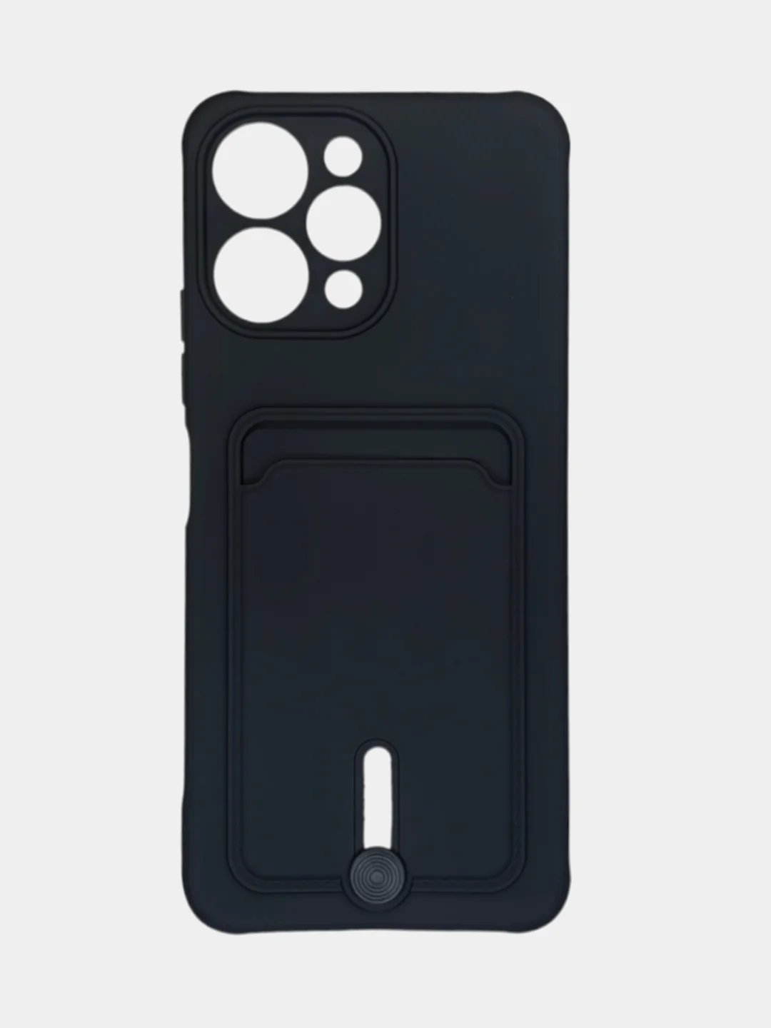 Черный чехол Xiaomi Redmi 12 / Сяоми Редми 12, силиконовый с карманом для карты
