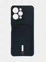 Черный чехол Xiaomi Redmi 12 / Сяоми Редми 12, силиконовый с карманом для карты