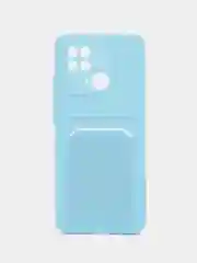 Голубой чехол для Xiaomi Redmi 10C / Poco C40, Сяоми Редми 10С силиконовый, с карманом для карты