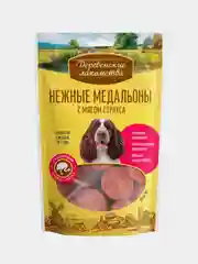 Нежные медальоны Деревенские лакомства для собак, с мясом страуса, 90 г