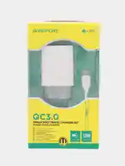 Белый сетевой блок питания для iPhone / Type-C / Micro-USB, QC 3.0A, 18W, BA47A