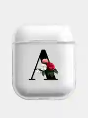 Алый чехол для наушников Apple AirPods 1, 2, 3, Pro, пластиковый прозрачный с буквой