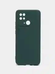 Зеленый чехол BROSCORP для Xiaomi Redmi 10C матовый силиконовый тонкий, бортик вокруг камер