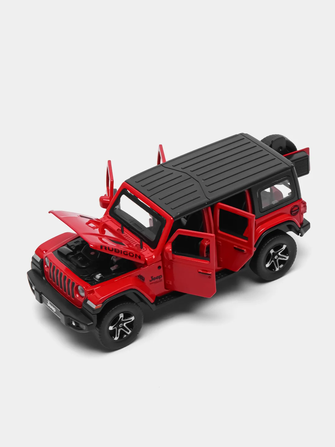 Красный машинка металлическая иннерционная 1:32 Jeep Wrangler Rubicon 15,5 см D21003