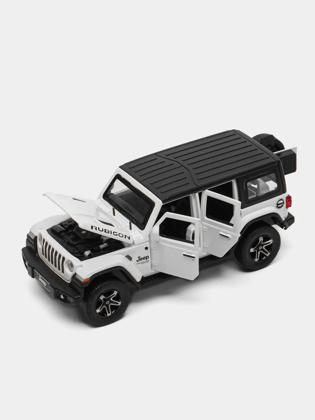 Белый машинка металлическая иннерционная 1:32 Jeep Wrangler Rubicon 15,5 см D21003