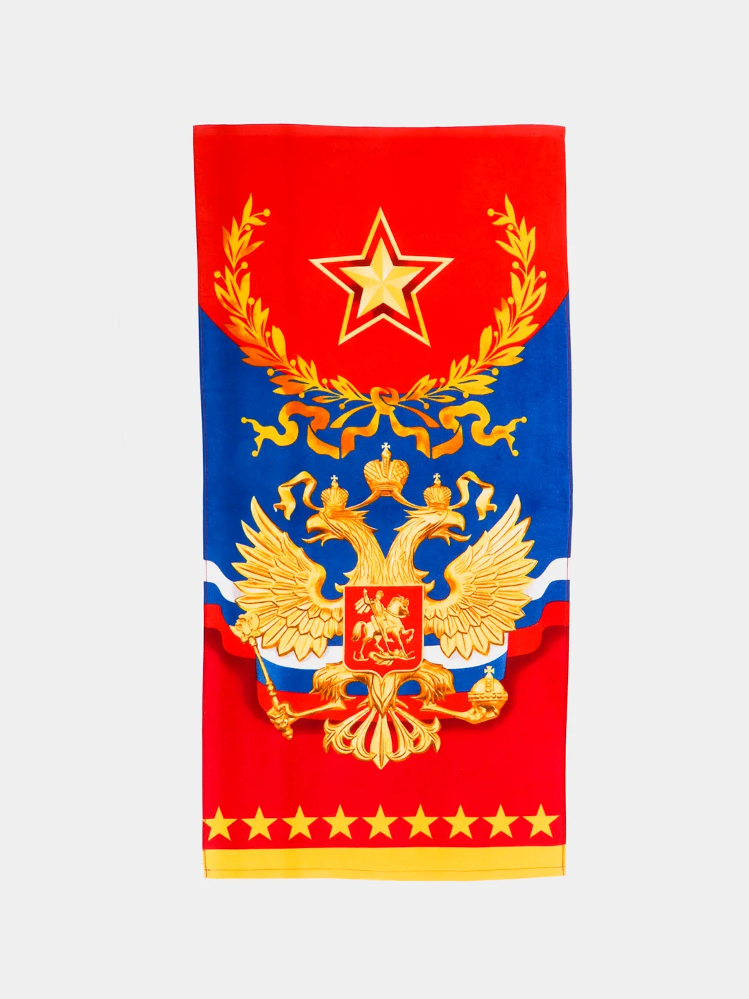 Красный полотенце махровое большое 70 х 140 с рисунком, банное, пляжное, "Армия, флот, ВДВ, герб"