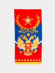 Красный полотенце махровое большое 70 х 140 с рисунком, банное, пляжное, "Армия, флот, ВДВ, герб"