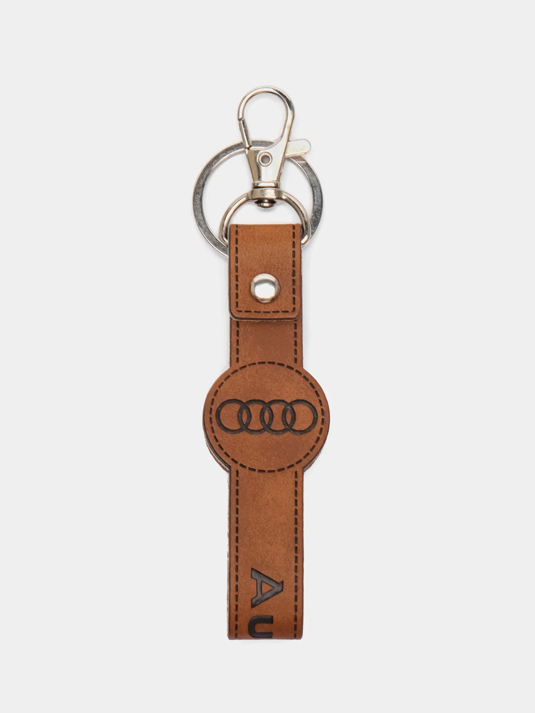 Коричневый брелок ремешок для ключей с маркой авто Audi, Ауди