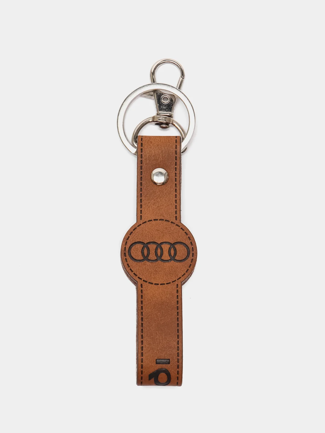 Коричневый брелок ремешок для ключей с маркой авто Audi, Ауди