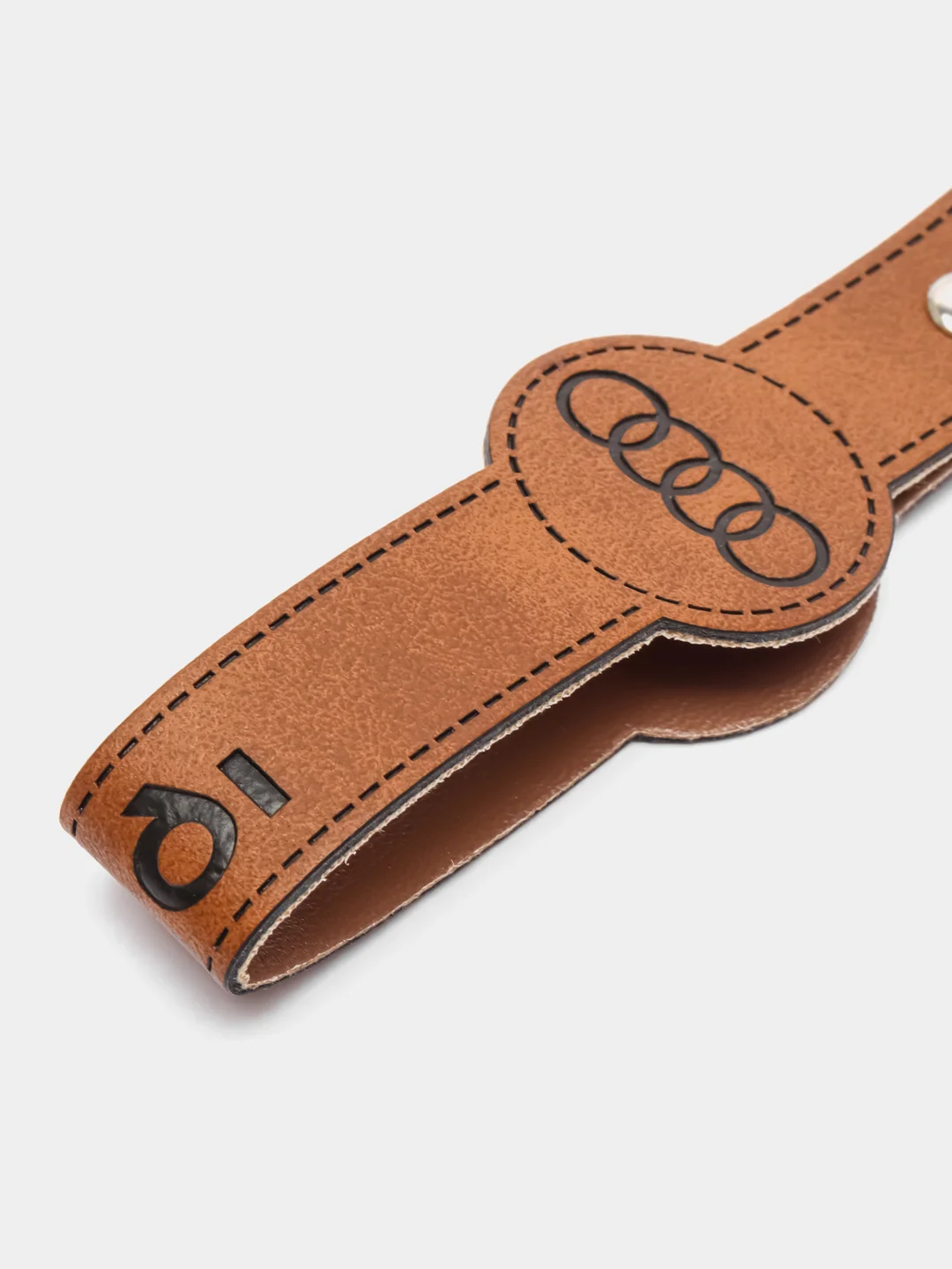 Коричневый брелок ремешок для ключей с маркой авто Audi, Ауди
