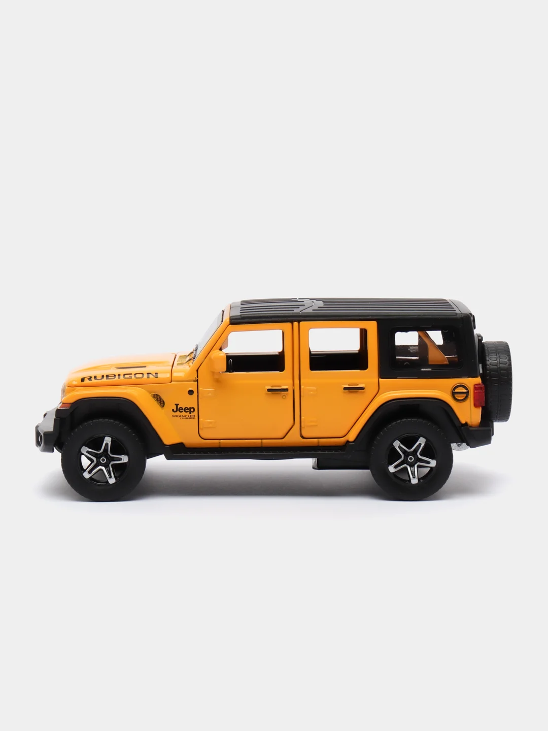 Желтый машинка металлическая иннерционная 1:32 Jeep Wrangler Rubicon 15,5 см D21003