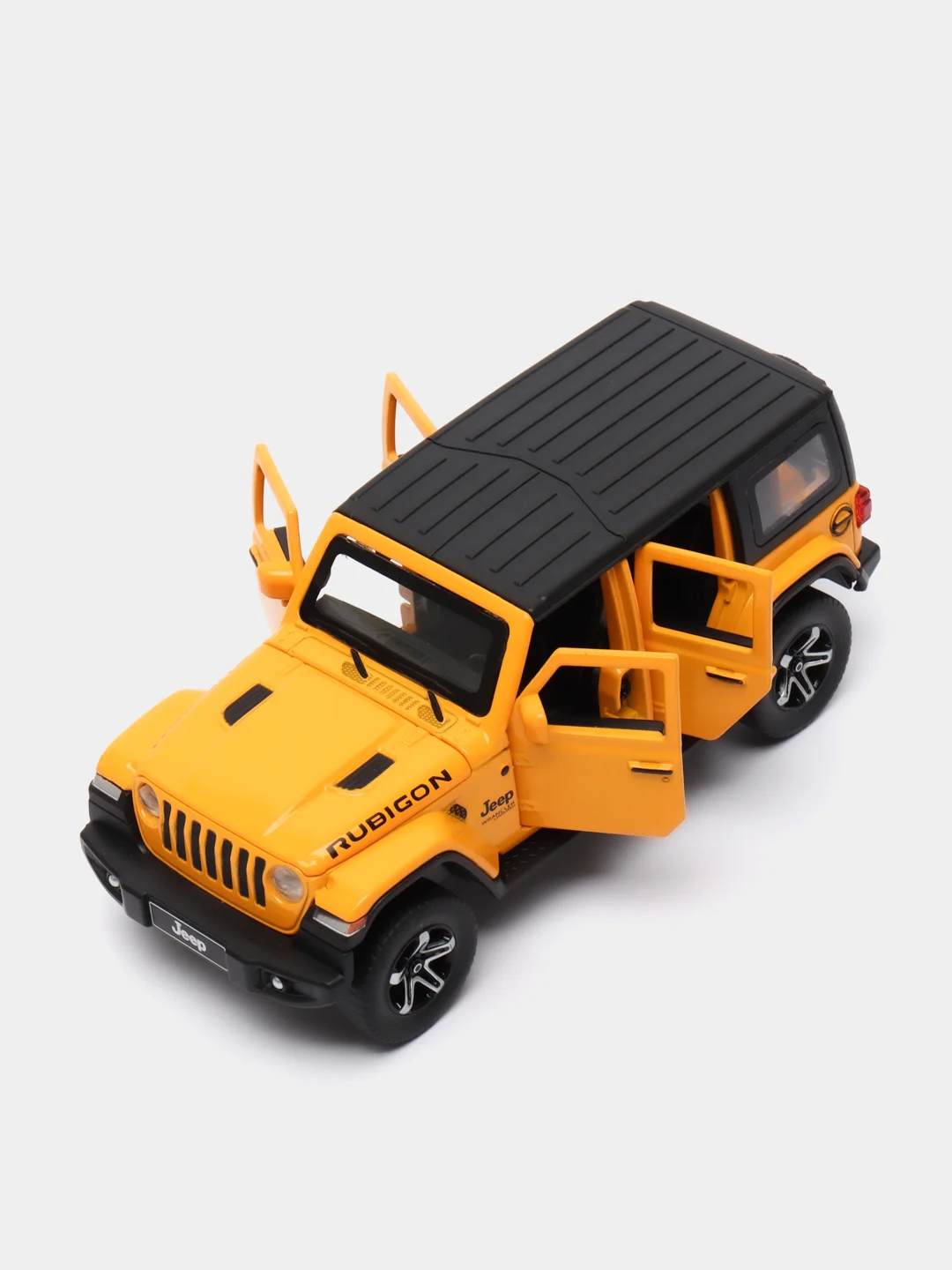 Желтый машинка металлическая иннерционная 1:32 Jeep Wrangler Rubicon 15,5 см D21003