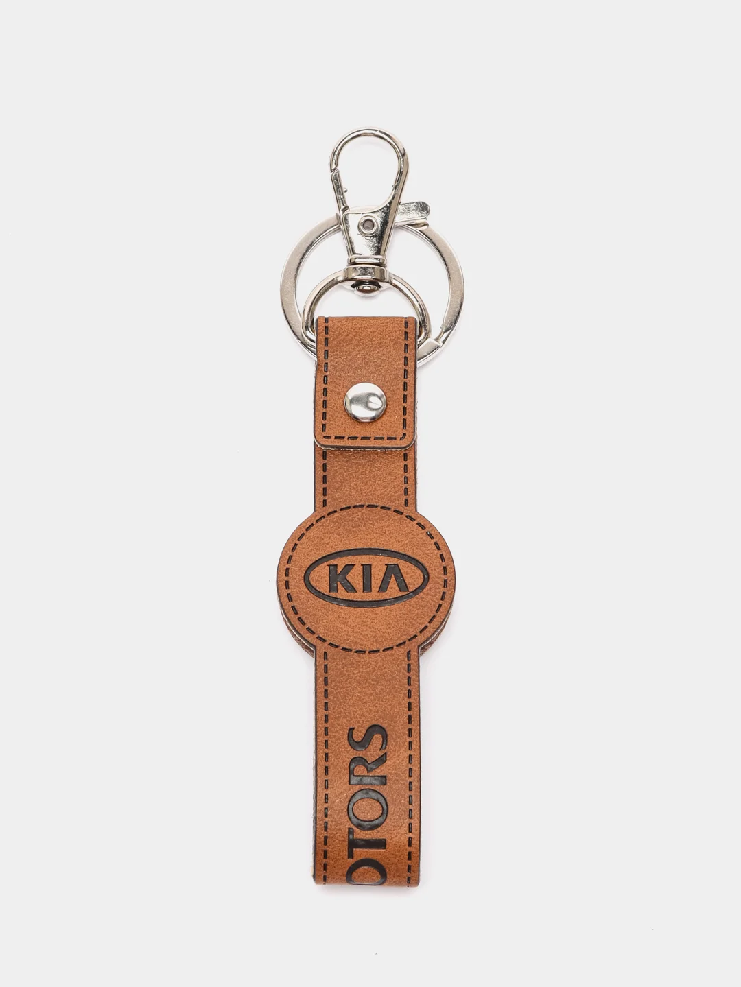 Коричневый брелок ремешок для ключей с маркой авто KIA КИА