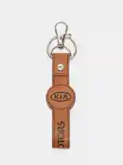 Коричневый брелок ремешок для ключей с маркой авто KIA КИА