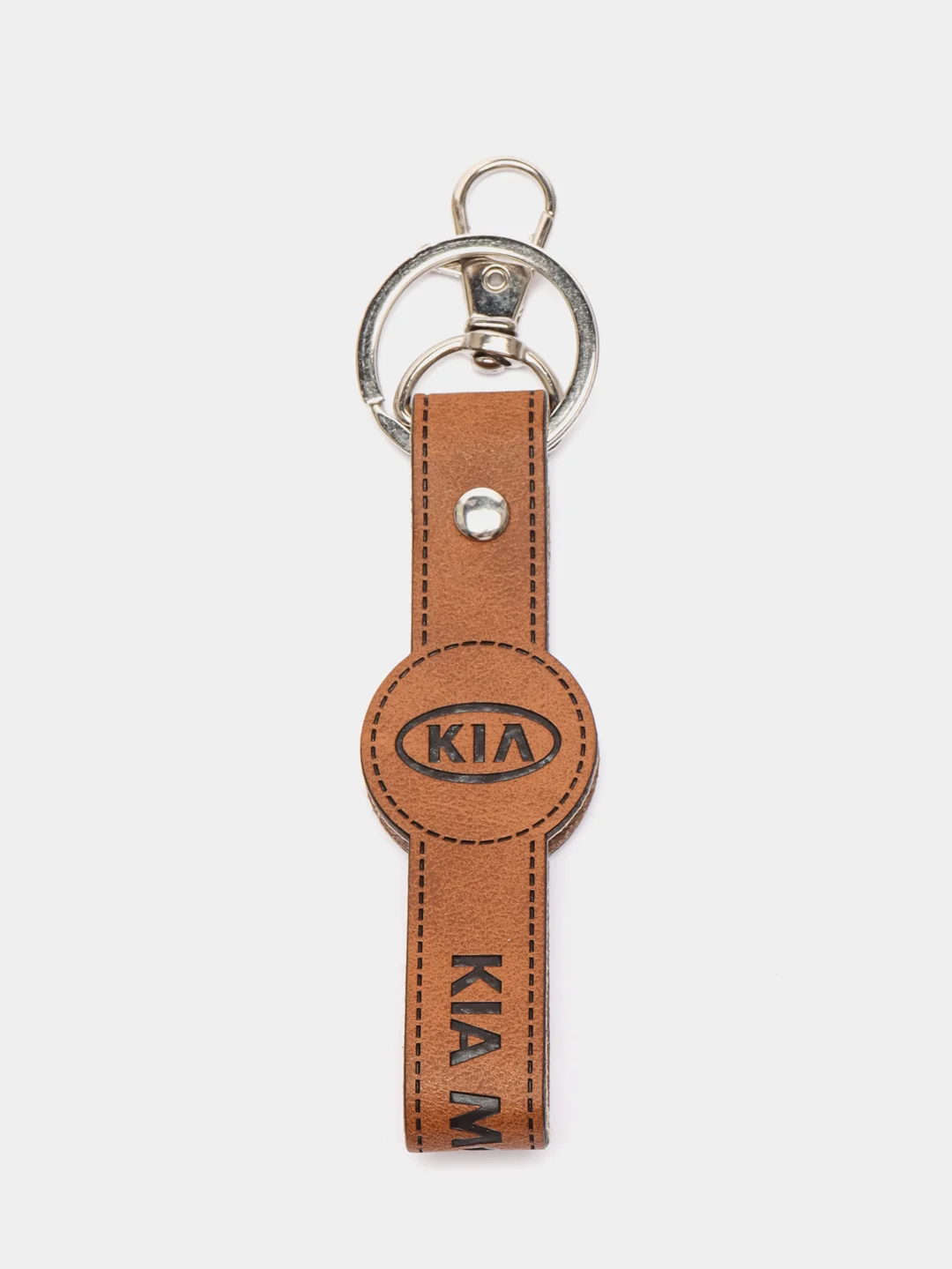 Коричневый брелок ремешок для ключей с маркой авто KIA КИА