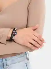 Красный браслет кожаный,Знаки зодиака .Ругулируемый, светящийся