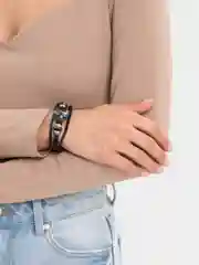 Лазурный браслет кожаный,Знаки зодиака .Ругулируемый, светящийся
