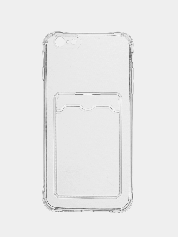 Чехол для iPhone XR, 11, 12, 13, 14, Pro, Pro Max, 7, 8+, с карманом для карт, прозрачный