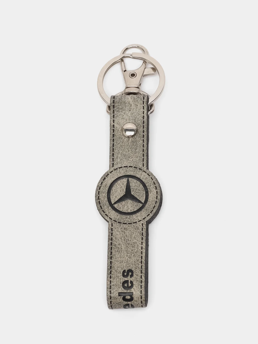 Серый брелок ремешок для ключей с маркой авто Мерседес (Mercedes)