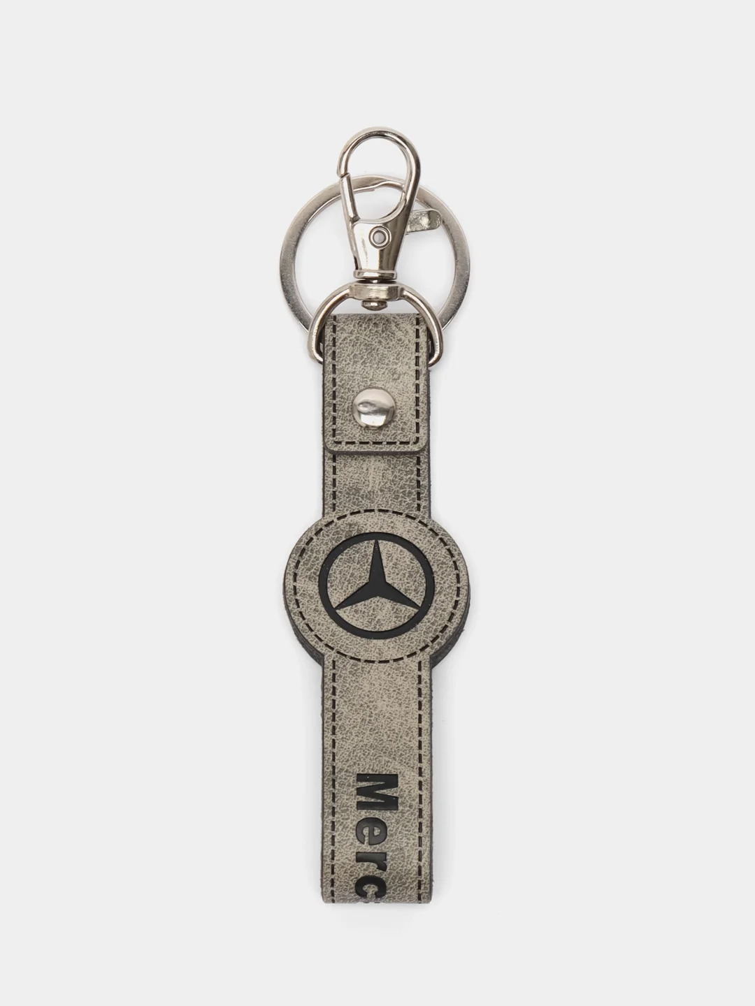 Серый брелок ремешок для ключей с маркой авто Мерседес (Mercedes)