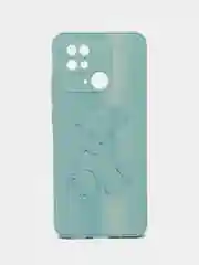 Салатовый накладка для Xiaomi Redmi 10C/Poco C40, стекло с рисунком "Bear", защита камеры