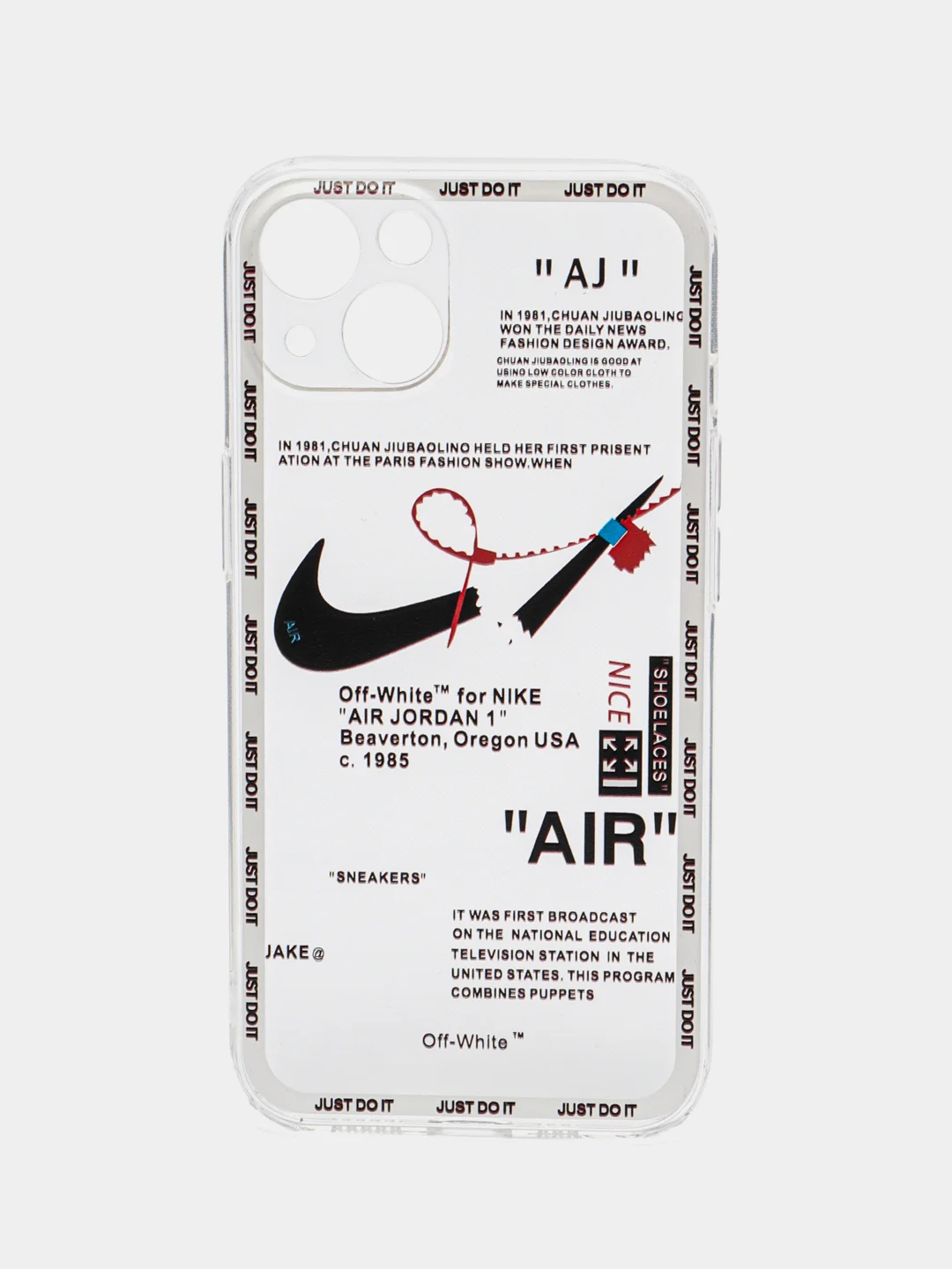 Белый чехол на айфон 13/ 11/ 12/ 14 /XR силиконовый iPhone бампер, прозрачный, логотип Найк Nike