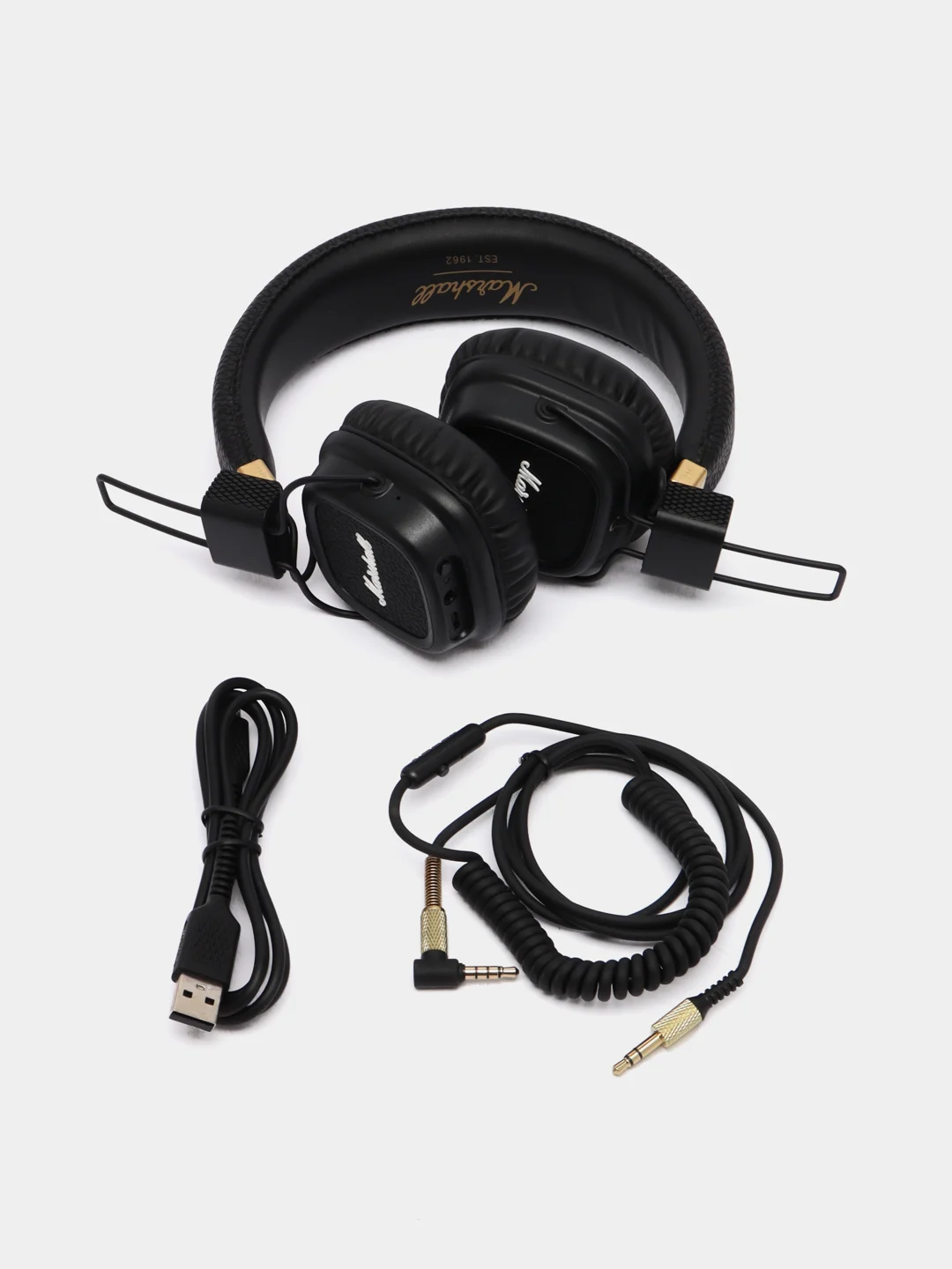 Черный беспроводные полноразмерные наушники Bluetooth и AUX, с микрофоном, джойстиком управления