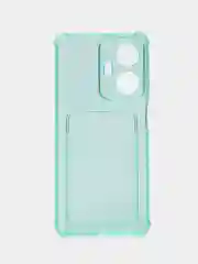 Бирюзовый силиконовый чехол для Realme C55, Реалми С55, с карманом для карт, прозрачный